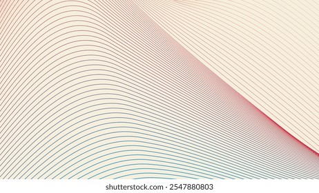 Yellow cosmic latte with colorful curve stripes line abstract background