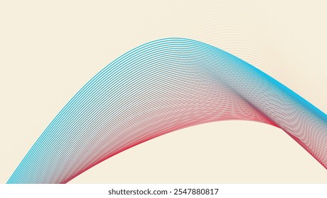 Yellow cosmic latte with colorful curve stripes line abstract background