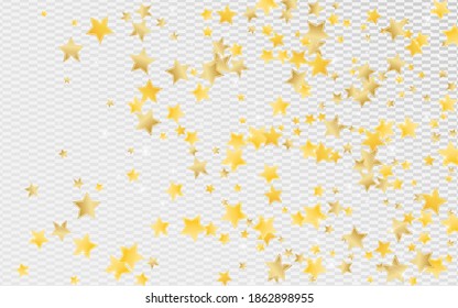 Yellow Cosmos Stars Vector Transparent Background. Digital Rain Pattern. Glow Border. Golden Elegant Sky Illustration.