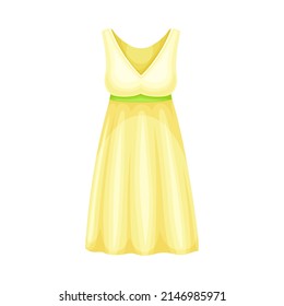 Yellow cotton nightgown, sleepwear for women. Textile night clothes cartoon vector illustration