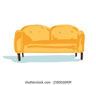 yellow couch sofa symbol icon isolated on white background