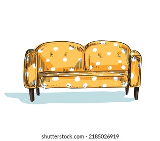 Yellow Couch Sofa Symbol Icon Isolated On White Background