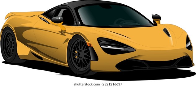 yellow coupe supercar performance style sports car front side wheels view vector illustration