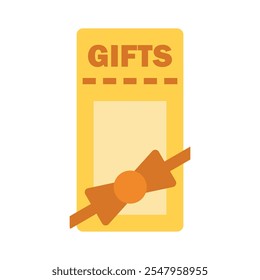 Yellow coupon icon, coupon with text and ribbon isolated on transparent background, Minimalist vector illustration.
