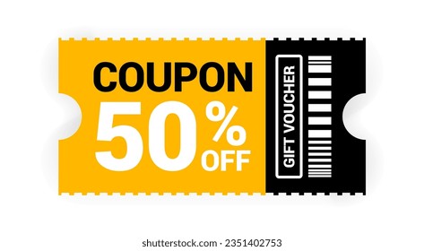 yellow coupon promotion sale for website, internet ads, social media or coupon. Big sale and super sale coupon discount. Coupon discount with vector illustration