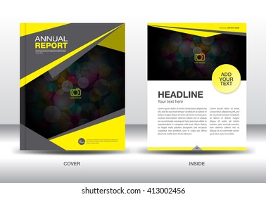 Yellow cover design, Annual report template, business brochure flyer, infographics elements, Layout template design, poster, leaflet, newsletter, booklet, magazine ads, vector, presentation