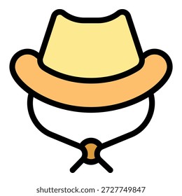 Yellow cowboy hat with string sitting on head protecting from sun while riding horse