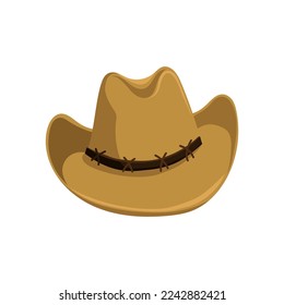 Yellow cowboy hat template. Traditional retro headdress of american cowboys and sheriffs for rodeo in wild vector west style
