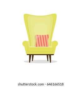 Yellow Cozy Sofa.Vector Illustration for House Furniture.