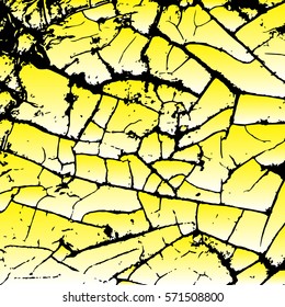 Yellow cracking texture. Grunge background. Pattern with cracks. Vector illustration.