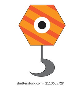 A yellow crane hook - Mechanical Engineering illustration - Vector , icon 