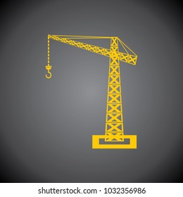 Yellow Crane icon on black background.