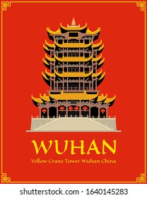 Yellow Crane Tower in Wuhan. One of the four great towers of China. This iconic building is one of the most celebrated landmarks in Wuhan. Famous tourist’s landmark.