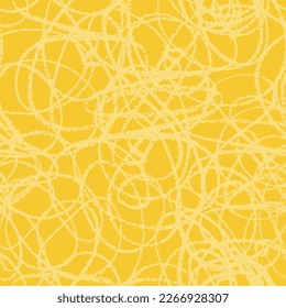 Yellow crayon line background template - seamless pattern