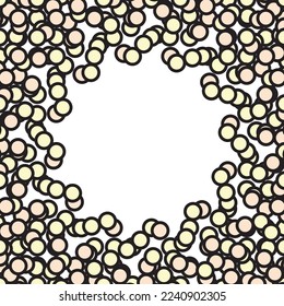Marco de puntos de círculo amarillo y crema. Ilustración vectorial.