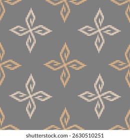 Yellow and cream colored continuous fabric pattern on a grey background.
