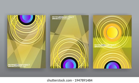 Yellow creative futuristic abstract vector background, dynamic modern yellow page temples set, summer vibes geometric lines and dots design, shiny elegant luxury invitation , flyer or cover 