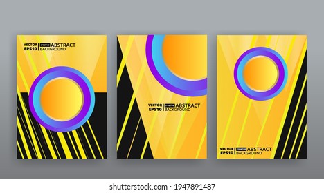 Yellow creative futuristic abstract vector background, dynamic modern yellow page temples set, summer vibes geometric lines and dots design, shiny elegant luxury invitation , flyer or cover 