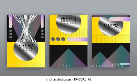 Yellow creative futuristic abstract vector background, dynamic modern yellow page temples set, summer vibes geometric lines and dots design, shiny elegant luxury invitation , flyer or cover 