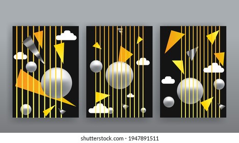 Fondo vector abstracto amarillo creativo futurista, diseño dinámico y moderno de plantillas de páginas amarillas, diseño de líneas geométricas y puntos de onda de verano, brillante y elegante invitación de lujo, volante o cubierta 