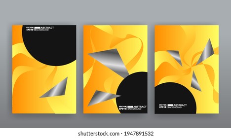 Gelber, kreativer, futuristischer, abstrakter, abstrakter, abstrakter, abstrakter Vektorhintergrund, dynamischer, moderner gelber Seitensatz, geometrische Linien und Punkte-Design, glänzende, elegante Luxuseinladung, Flyer oder Cover 