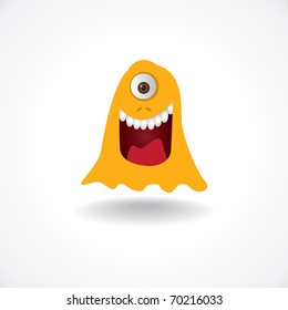 yellow creature monster with one eye - illustration