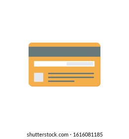 Yellow credit card in a flat style on a white background.