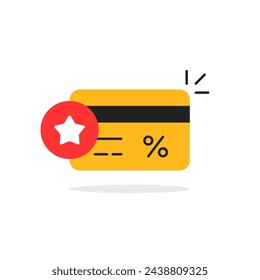 yellow credit card with star icon. premium giftcard symbol for e-commerce or finance and simple sign for abstract graphic design web element for retail