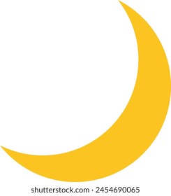 Yellow crescent geometric shape  moon, icon