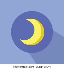 Yellow crescent moon flat design 