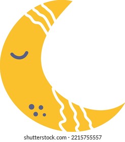 Yellow crescent moon great universe outer space illustration