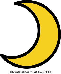 Ícone Lua Crescente Amarela com Contorno Preto