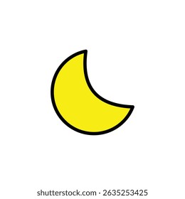 Yellow crescent moon icon vector. Minimalist moon logo design vector template. Simple crescent moon vector icon with white background. Simple and editable basic moon icons. Eps file 68.
