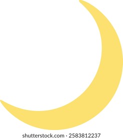 Yellow crescent moon illuminating the night sky, casting a soft glow and creating a serene, magical atmosphere filled with dreams and mystery under the stars