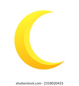 Yellow Crescent Moon Isolated Vector Illustration