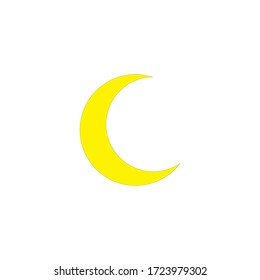 Yellow crescent moon painted isolation on white background