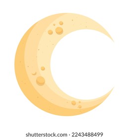 yellow crescent moon space icon