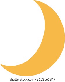 Yellow crescent moon symbolizing Islamic faith, Ramadan nights, and Eid celebration — a decorative graphic suitable for religious or festive projects.
