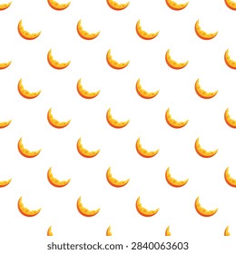 Yellow crescent moons creating a repeating seamless pattern on a white background