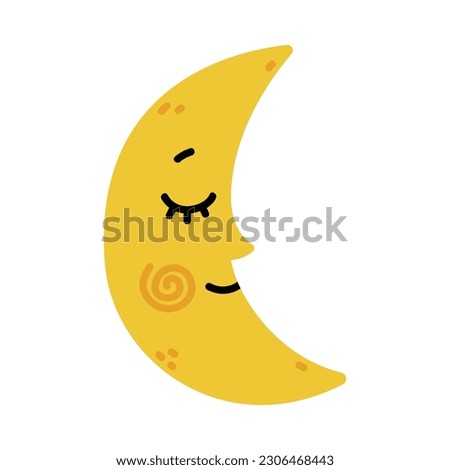 Yellow Crescent with Smiling Face as Creative Element Isolated on White Background Vector Illustration