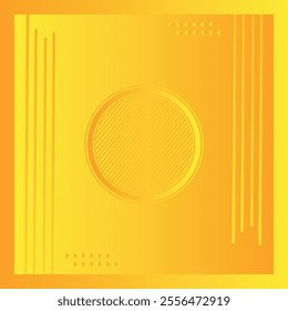 Yellow Cricle in Center with Modern futuristic geometric Shape line and Dot technology background. Science and technology.