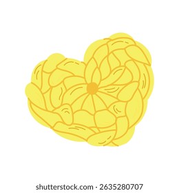 Yellow crocheted heart .Vector illustration. Needlework, hobbies, leisure activities
