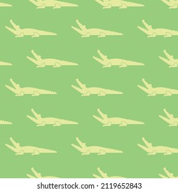 yellow crocodile patterns on green background, vector