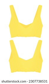 Yellow crop sleeveless t shirt. vector illustration