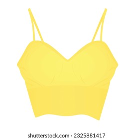 Yellow crop sleeveless t shirt. vector illustration