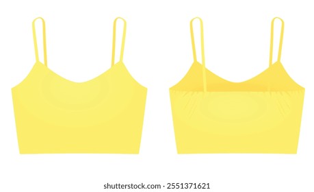 Yellow crop sleeveless t shirt. vector illustration