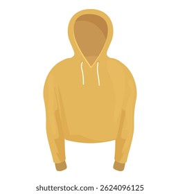 Yellow cropped hoodie sweatshirt fashion garment showing blank empty apparel, front view