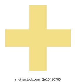 Yellow cross on white background 