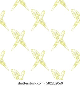 yellow cross on white background, vector seamless repeating pattern