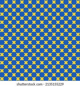 Patrón de cruz amarillo sobre fondo azul. Ilustración del color de la bandera de Ucrania. Costillas amarillas sobre fondo azul.